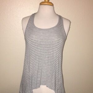 Gap Racerback Tank Gray & White Stripped XS